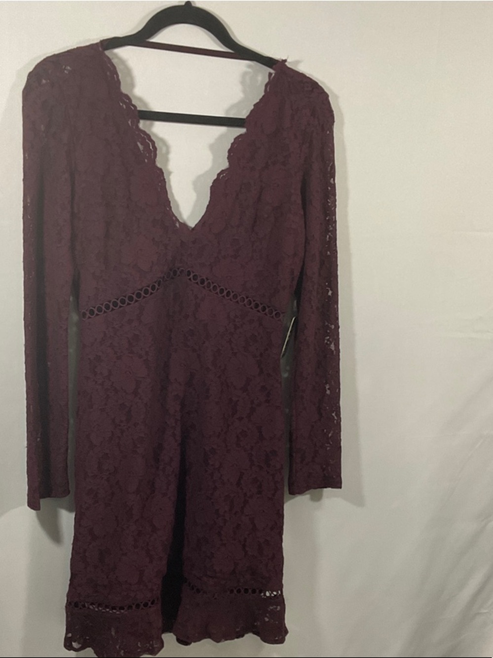 Express Long Sleeve Lace Dress in Burgundy